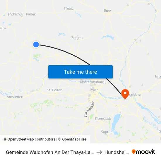 Gemeinde Waidhofen An Der Thaya-Land to Hundsheim map
