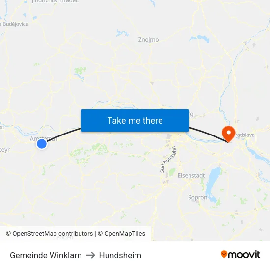 Gemeinde Winklarn to Hundsheim map