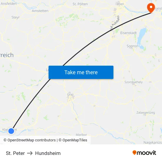 St. Peter to Hundsheim map