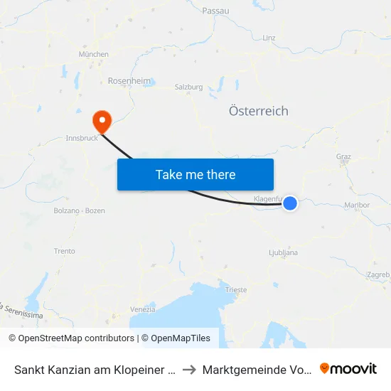 Sankt Kanzian am Klopeiner See to Marktgemeinde Vomp map