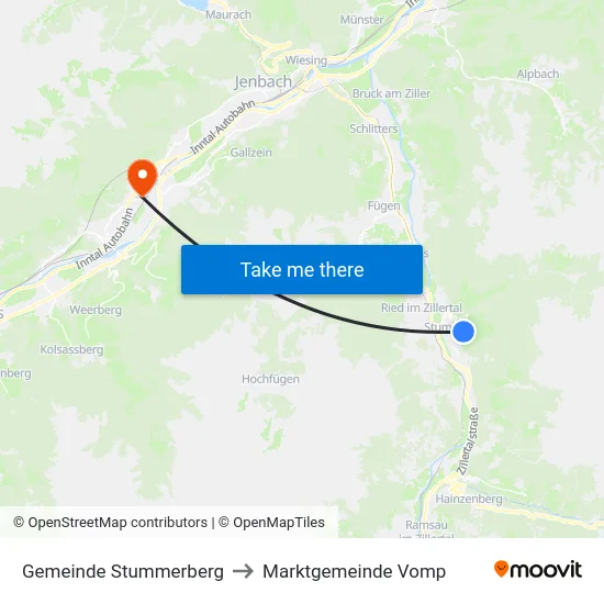 Gemeinde Stummerberg to Marktgemeinde Vomp map