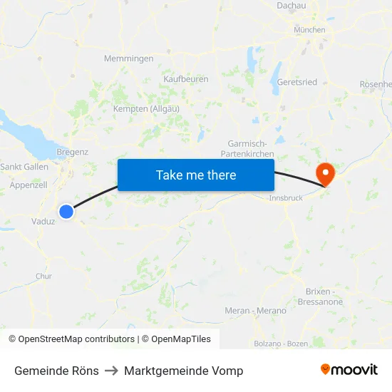 Gemeinde Röns to Marktgemeinde Vomp map
