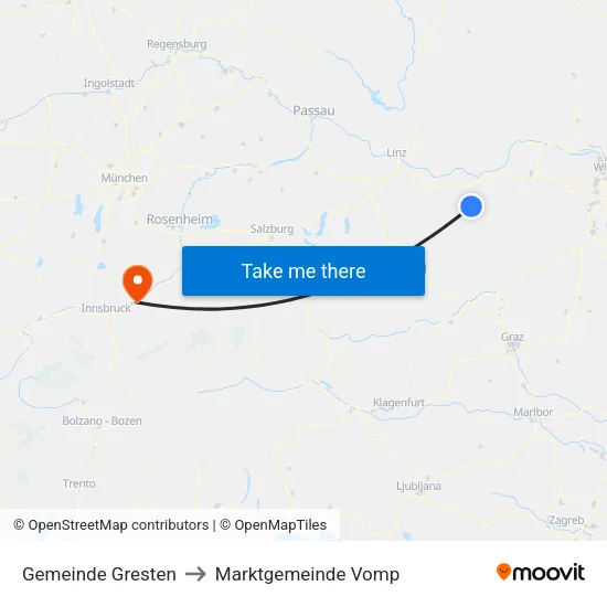 Gemeinde Gresten to Marktgemeinde Vomp map