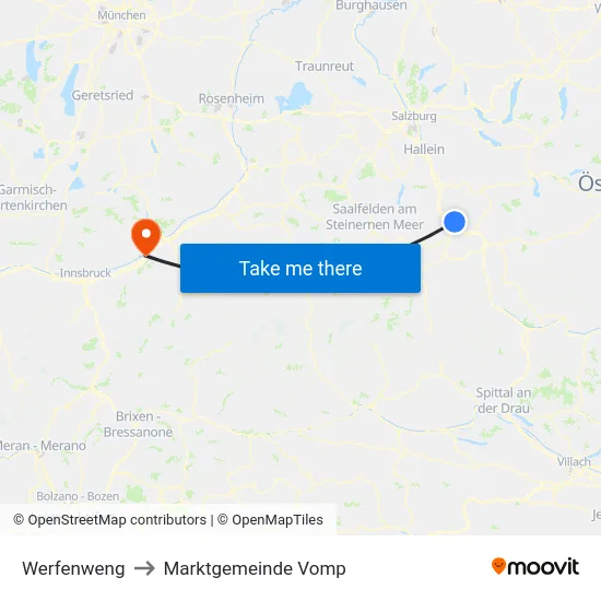Werfenweng to Marktgemeinde Vomp map