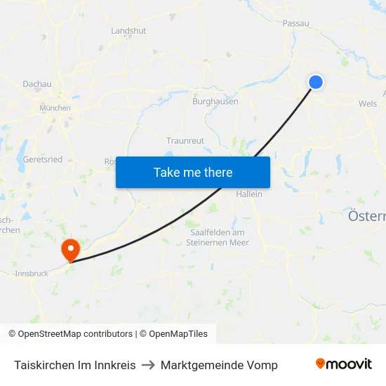 Taiskirchen Im Innkreis to Marktgemeinde Vomp map