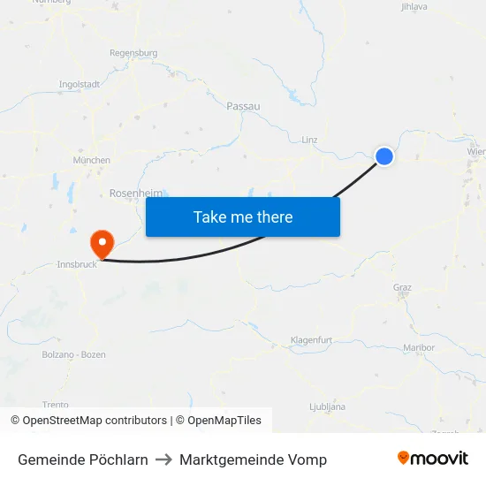 Gemeinde Pöchlarn to Marktgemeinde Vomp map
