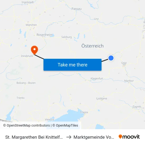 St. Margarethen Bei Knittelfeld to Marktgemeinde Vomp map