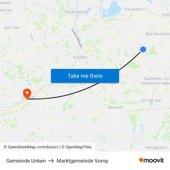 Gemeinde Unken to Marktgemeinde Vomp map