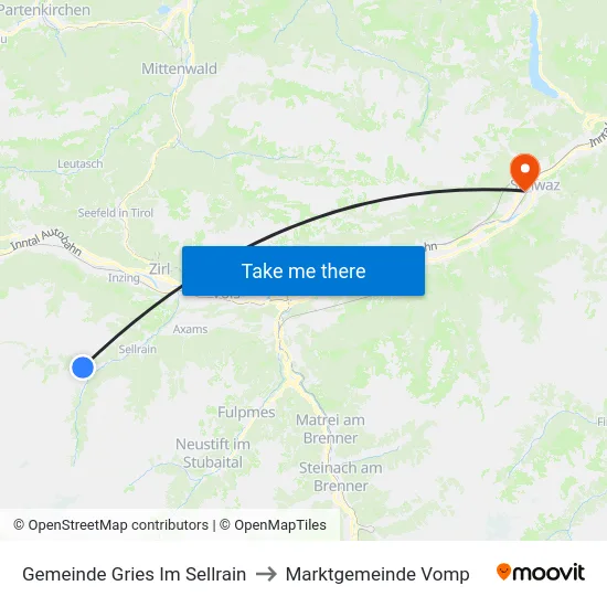 Gemeinde Gries Im Sellrain to Marktgemeinde Vomp map