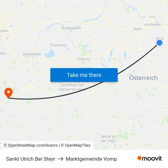 Sankt Ulrich Bei Steyr to Marktgemeinde Vomp map