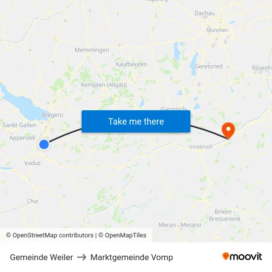 Gemeinde Weiler to Marktgemeinde Vomp map