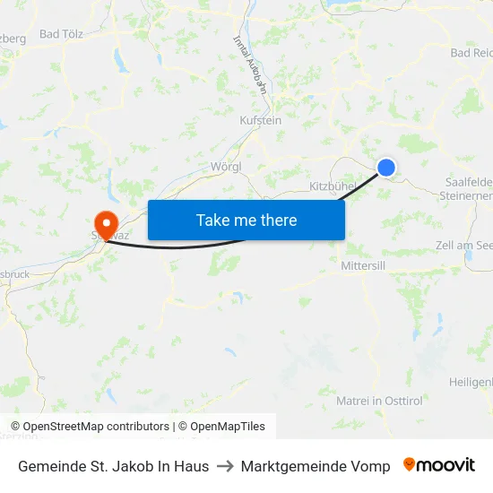 Gemeinde St. Jakob In Haus to Marktgemeinde Vomp map