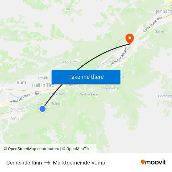 Gemeinde Rinn to Marktgemeinde Vomp map