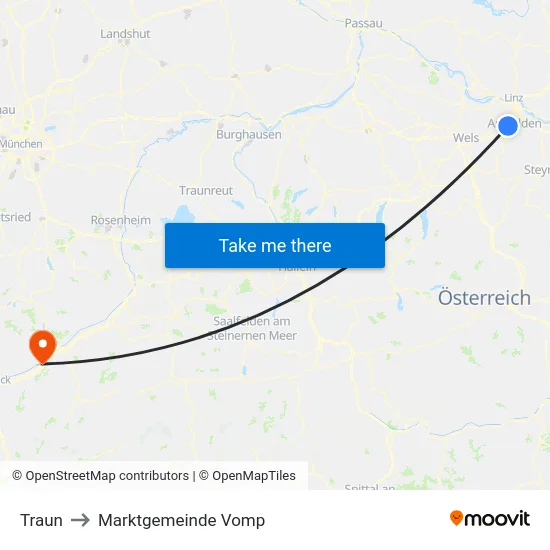 Traun to Marktgemeinde Vomp map