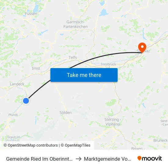 Gemeinde Ried Im Oberinntal to Marktgemeinde Vomp map
