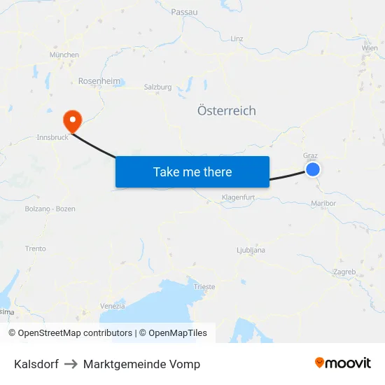 Kalsdorf to Marktgemeinde Vomp map