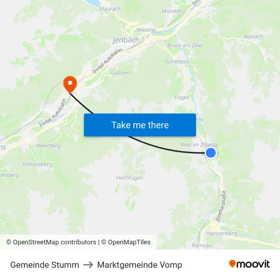 Gemeinde Stumm to Marktgemeinde Vomp map