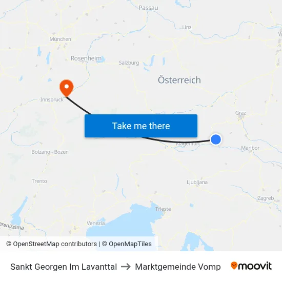 Sankt Georgen Im Lavanttal to Marktgemeinde Vomp map