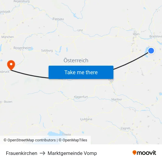 Frauenkirchen to Marktgemeinde Vomp map
