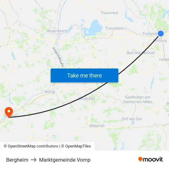Bergheim to Marktgemeinde Vomp map