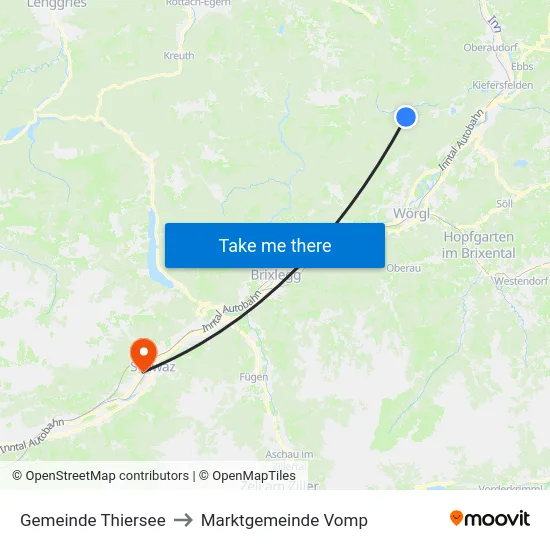 Gemeinde Thiersee to Marktgemeinde Vomp map