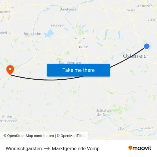 Windischgarsten to Marktgemeinde Vomp map