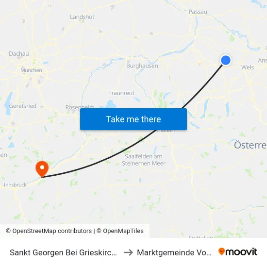 Sankt Georgen Bei Grieskirchen to Marktgemeinde Vomp map