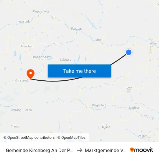 Gemeinde Kirchberg An Der Pielach to Marktgemeinde Vomp map