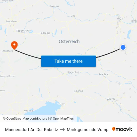 Mannersdorf An Der Rabnitz to Marktgemeinde Vomp map