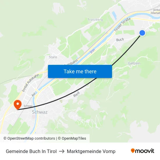 Gemeinde Buch In Tirol to Marktgemeinde Vomp map