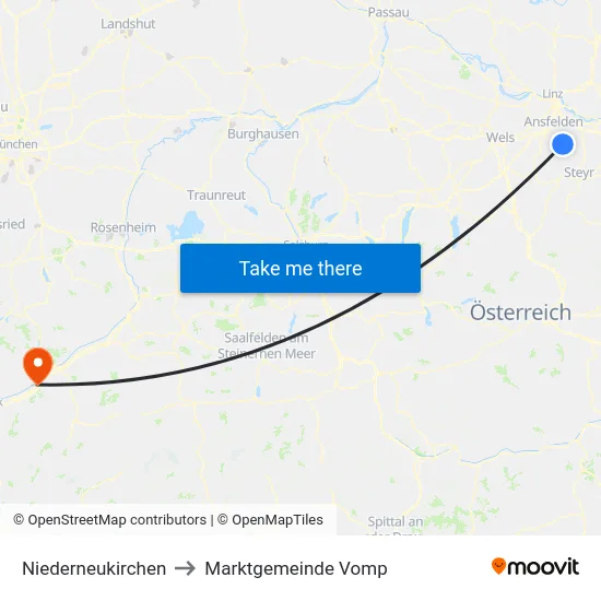 Niederneukirchen to Marktgemeinde Vomp map