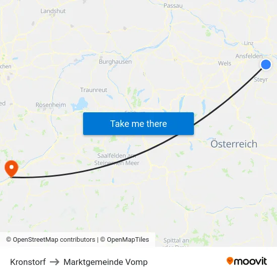 Kronstorf to Marktgemeinde Vomp map