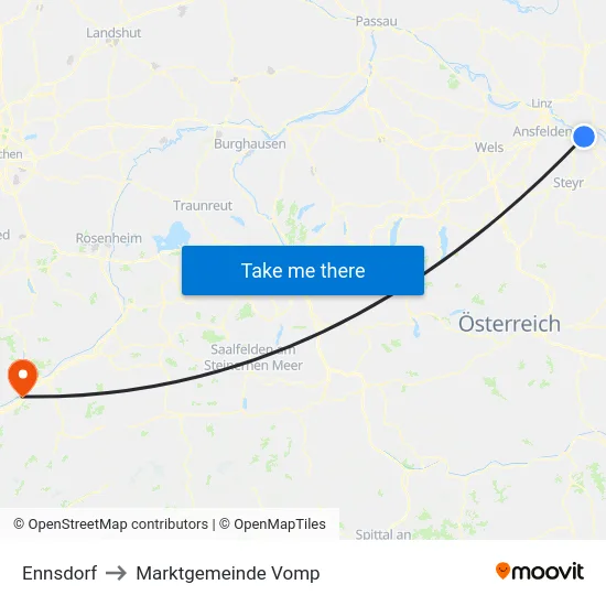 Ennsdorf to Marktgemeinde Vomp map