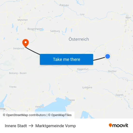 Innere Stadt to Marktgemeinde Vomp map