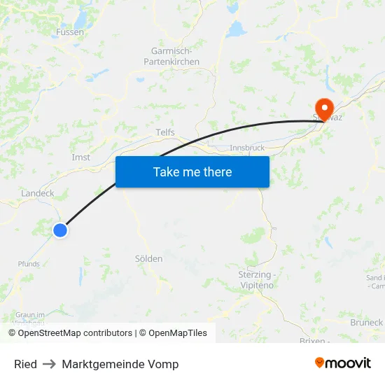 Ried to Marktgemeinde Vomp map