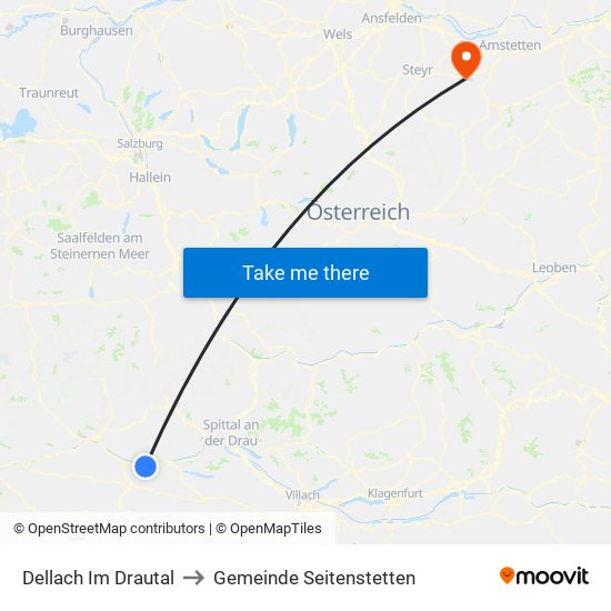 Dellach Im Drautal to Gemeinde Seitenstetten map