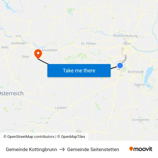 Gemeinde Kottingbrunn to Gemeinde Seitenstetten map