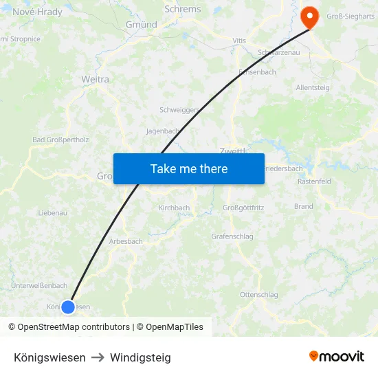 Königswiesen to Windigsteig map