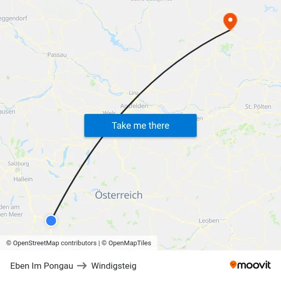 Eben Im Pongau to Windigsteig map