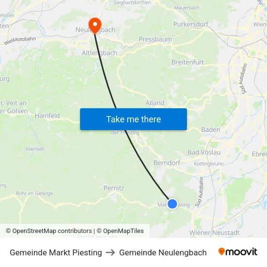 Gemeinde Markt Piesting to Gemeinde Neulengbach map