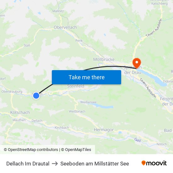 Dellach Im Drautal to Seeboden am Millstätter See map