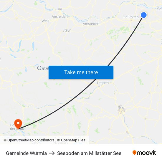 Gemeinde Würmla to Seeboden am Millstätter See map