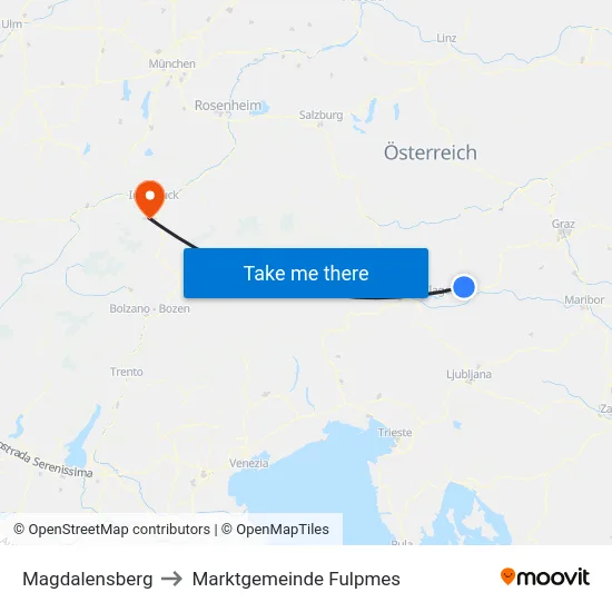 Magdalensberg to Marktgemeinde Fulpmes map