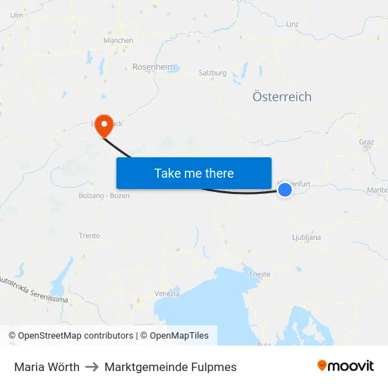 Maria Wörth to Marktgemeinde Fulpmes map
