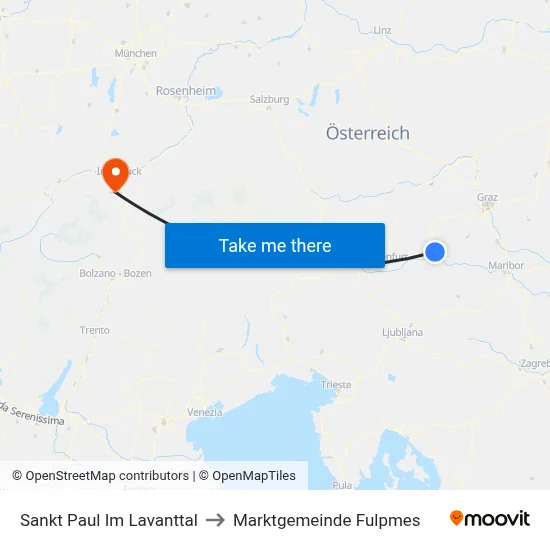 Sankt Paul Im Lavanttal to Marktgemeinde Fulpmes map