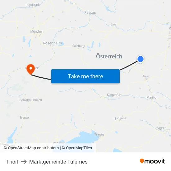 Thörl to Marktgemeinde Fulpmes map