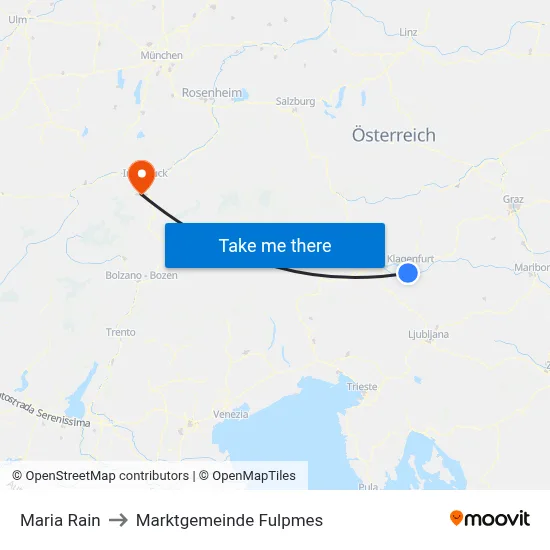 Maria Rain to Marktgemeinde Fulpmes map
