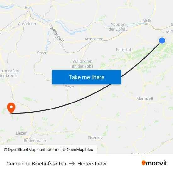 Gemeinde Bischofstetten to Hinterstoder map