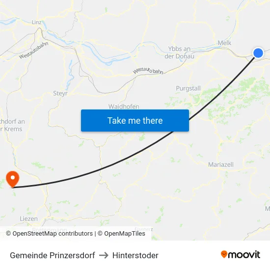 Gemeinde Prinzersdorf to Hinterstoder map