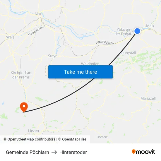 Gemeinde Pöchlarn to Hinterstoder map